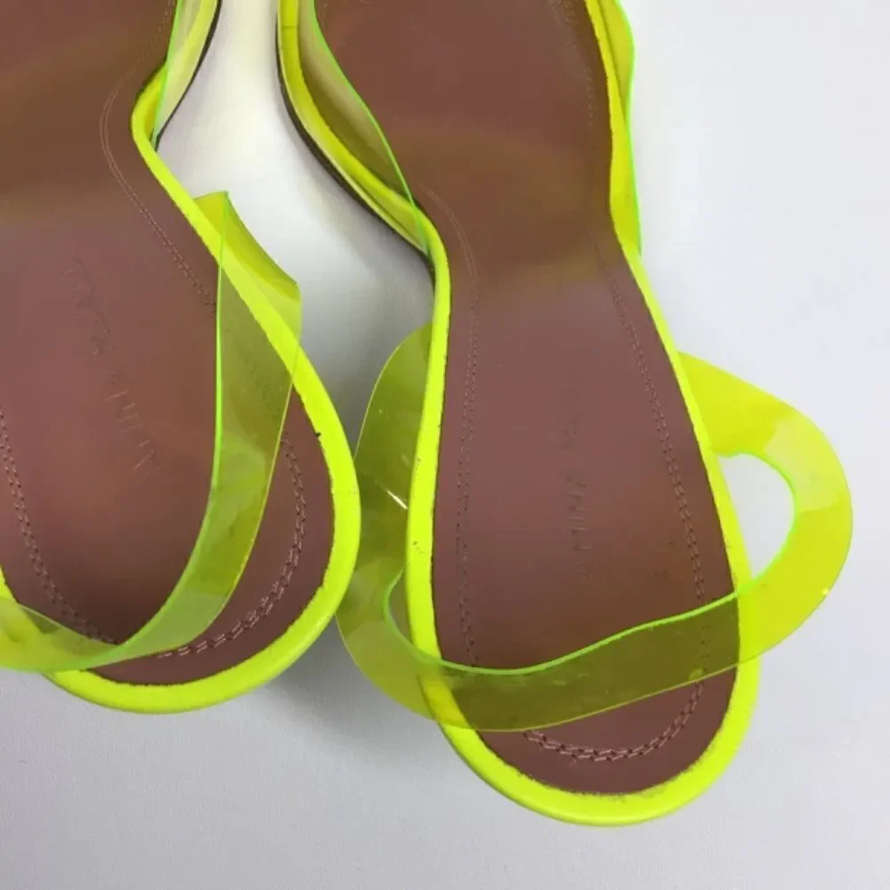 Amina Muaddi Holli‎ Slingback Heels Yellow PVC Pointed Toe Women’s EU 38